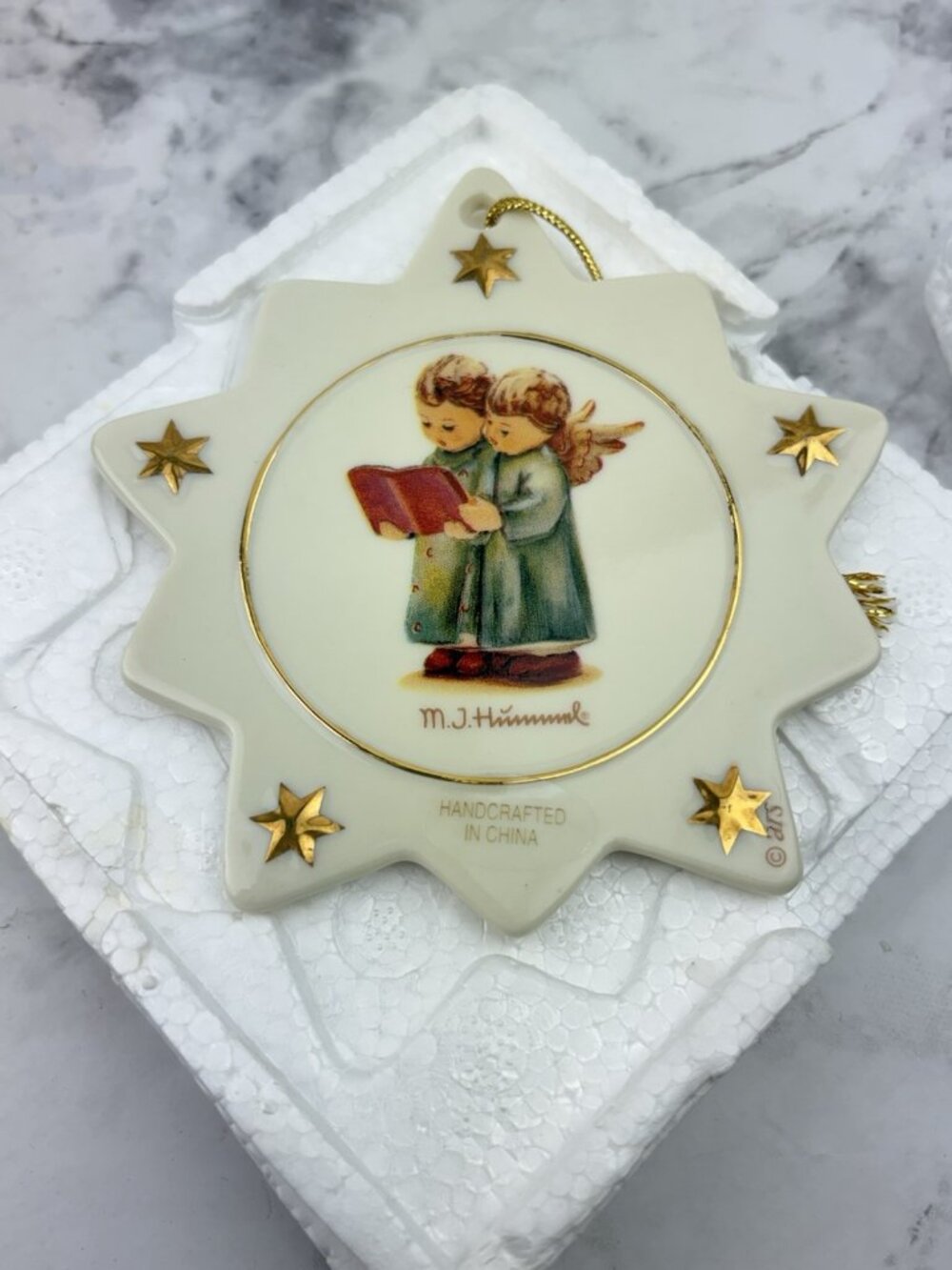 Hummel Christmas Ornament Angel Star Shape Porcelain Hanging Tree Decor